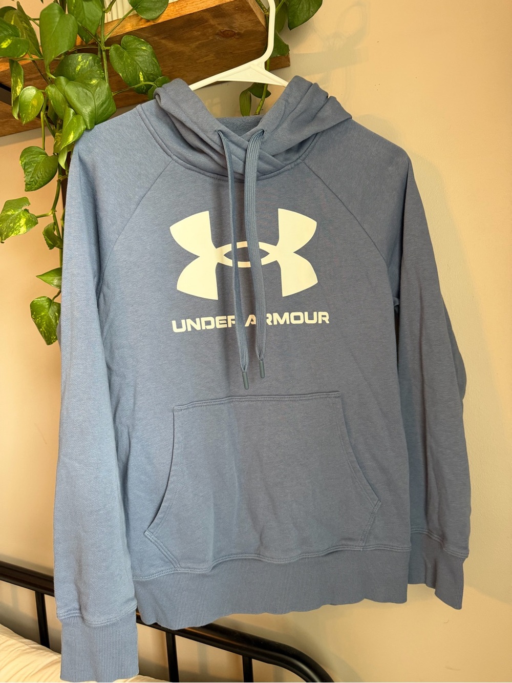 Under Armour Slate Blue Pullover Hoodie with White Logo